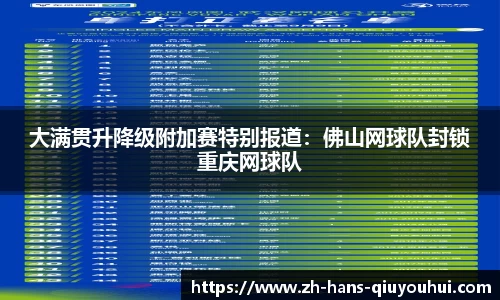 大满贯升降级附加赛特别报道：佛山网球队封锁重庆网球队